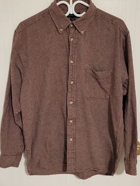 Men's Button-Down Long Sleeve Shirt in Brown Check